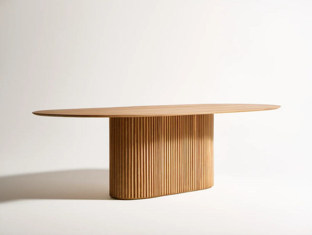 Owalny stół do jadalni z MDF z fornirem dębowym, naturalny dąb, 180 x 90 x 75 cm