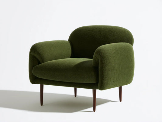 Zielony fotel wypoczynkowy bouclé 78 x 82 x 84 cm z ciemnobrązowymi nogami