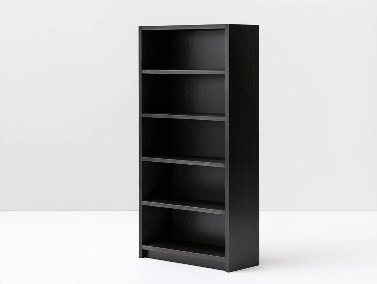 Czarny regał na książki z laminowanej płyty wiórowej 60 x 30 x 180 cm