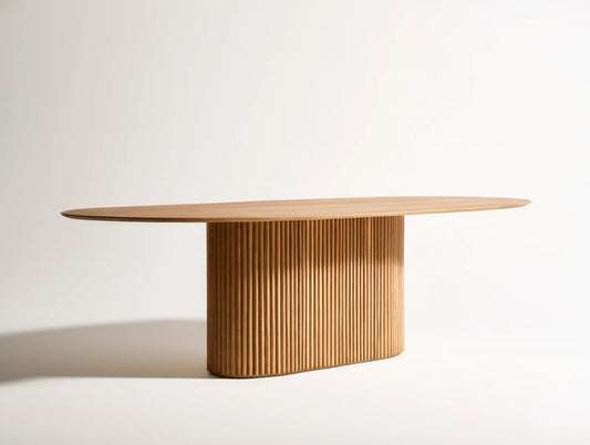Owalny stół do jadalni z MDF z fornirem dębowym, naturalny dąb, 180 x 90 x 75 cm
